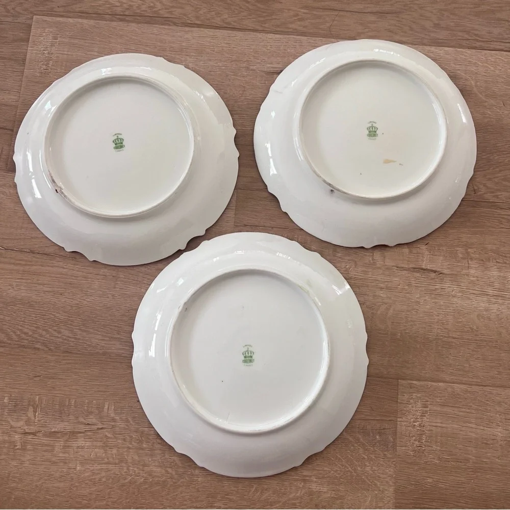 3 PCs Antique Coronet Limoges Porcelain Pheasants 10” Plates - Signed L Coudent‎